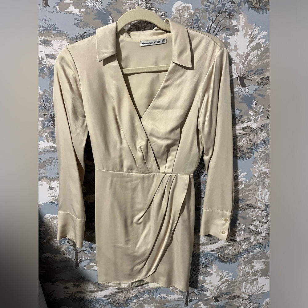 Ivory long sleeve shirt dress